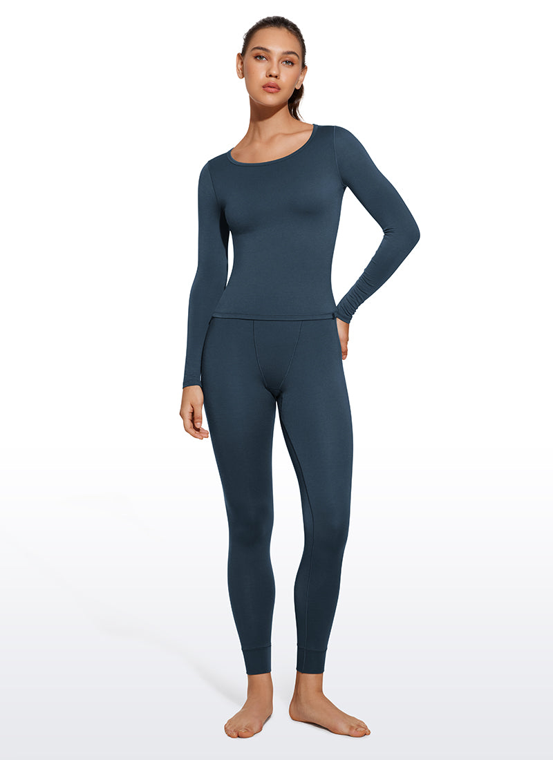 CRZ YOGA Women's Thermal Soft Base Layer Top Bottom Underwear Sets