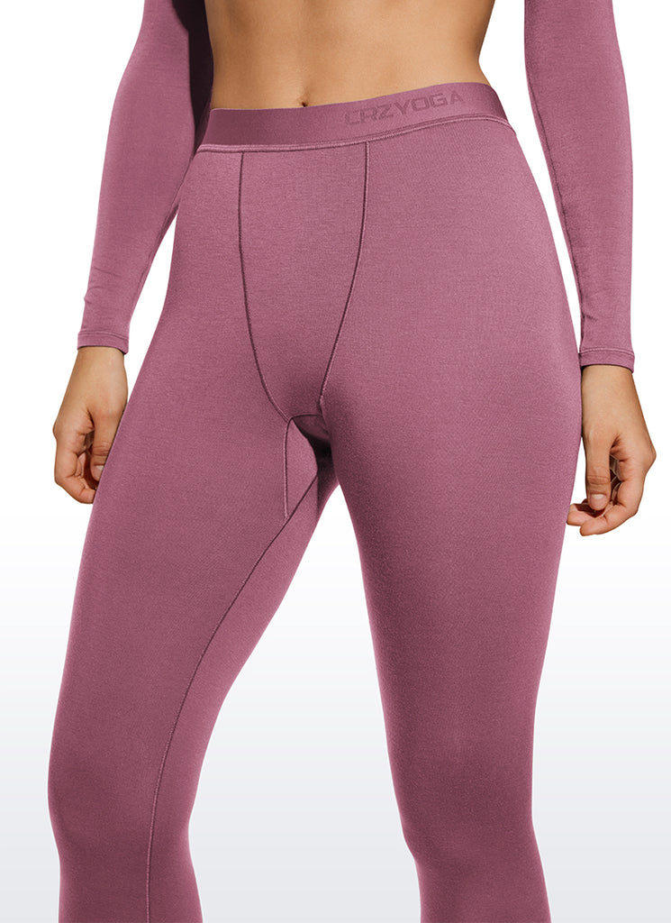 CRZ YOGA Women's Thermal Soft Base Layer Top Bottom Underwear Sets Velvet Dust