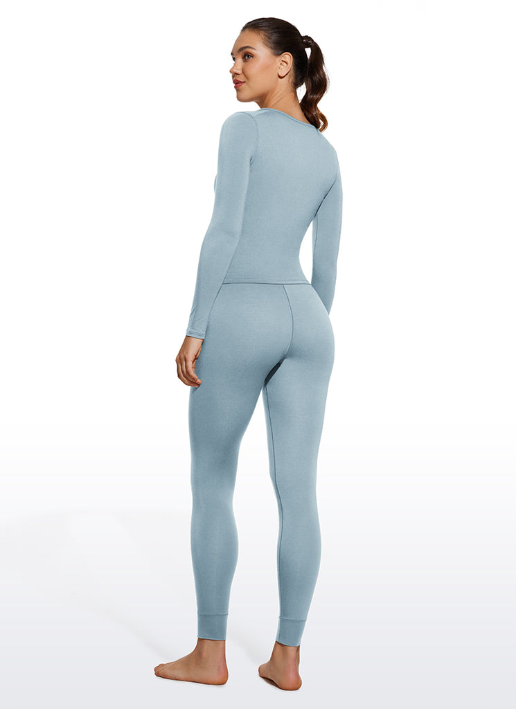 CRZ YOGA Women's Thermal Soft Base Layer Top Bottom Underwear Sets Velvet Dust