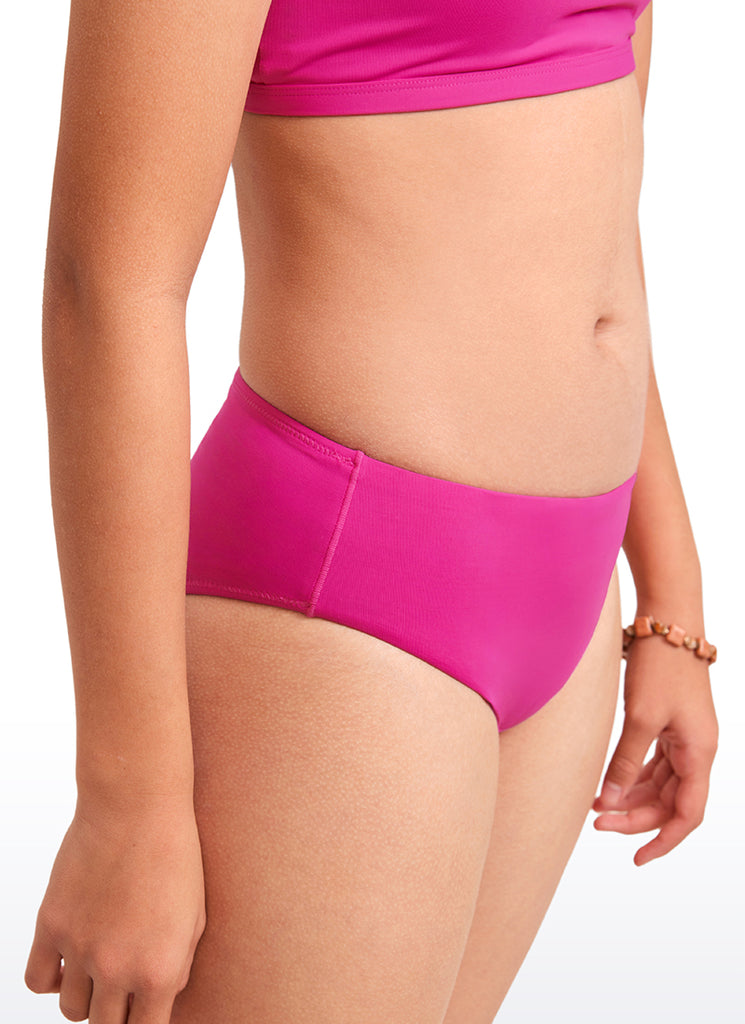 CRZ YOGA Girls Swim Bikini Set Scoop Neck Mid Rise Bottom Swimsuit Hibiscus Purple