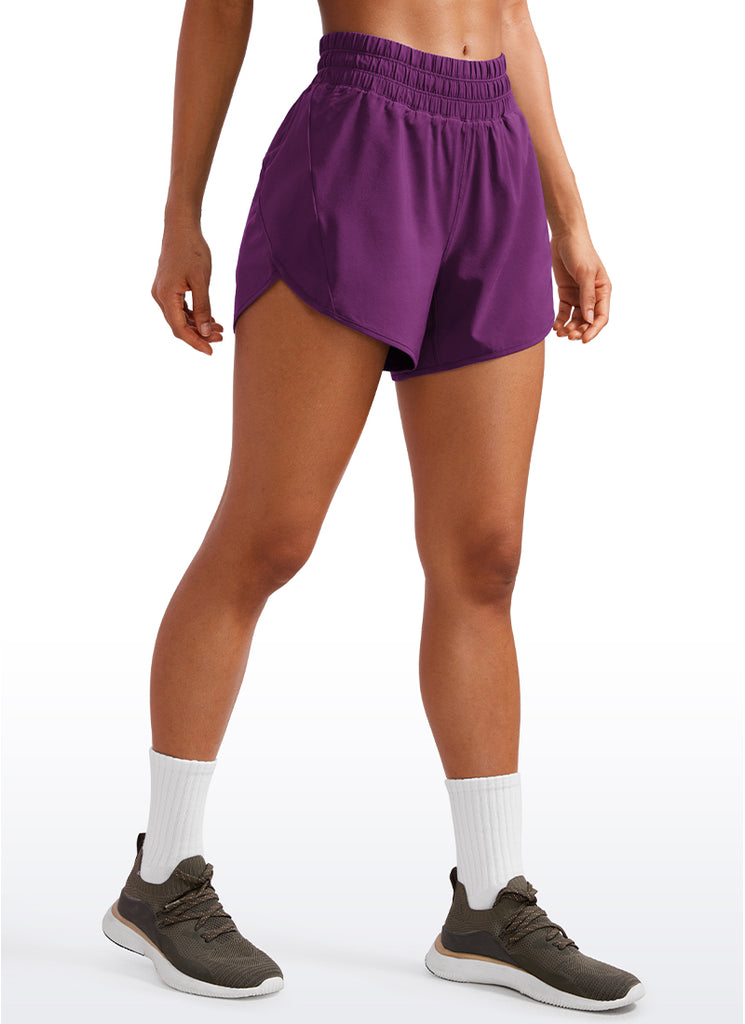 CRZ YOGA Women's Running Mid Rise Feathery-Fit Mesh Liner Shorts 5'' Plum Magenta