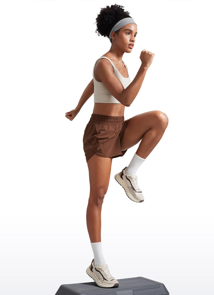 CRZ YOGA Women's Running Mid Rise Feathery-Fit Mesh Liner Shorts 5'' Plum Magenta