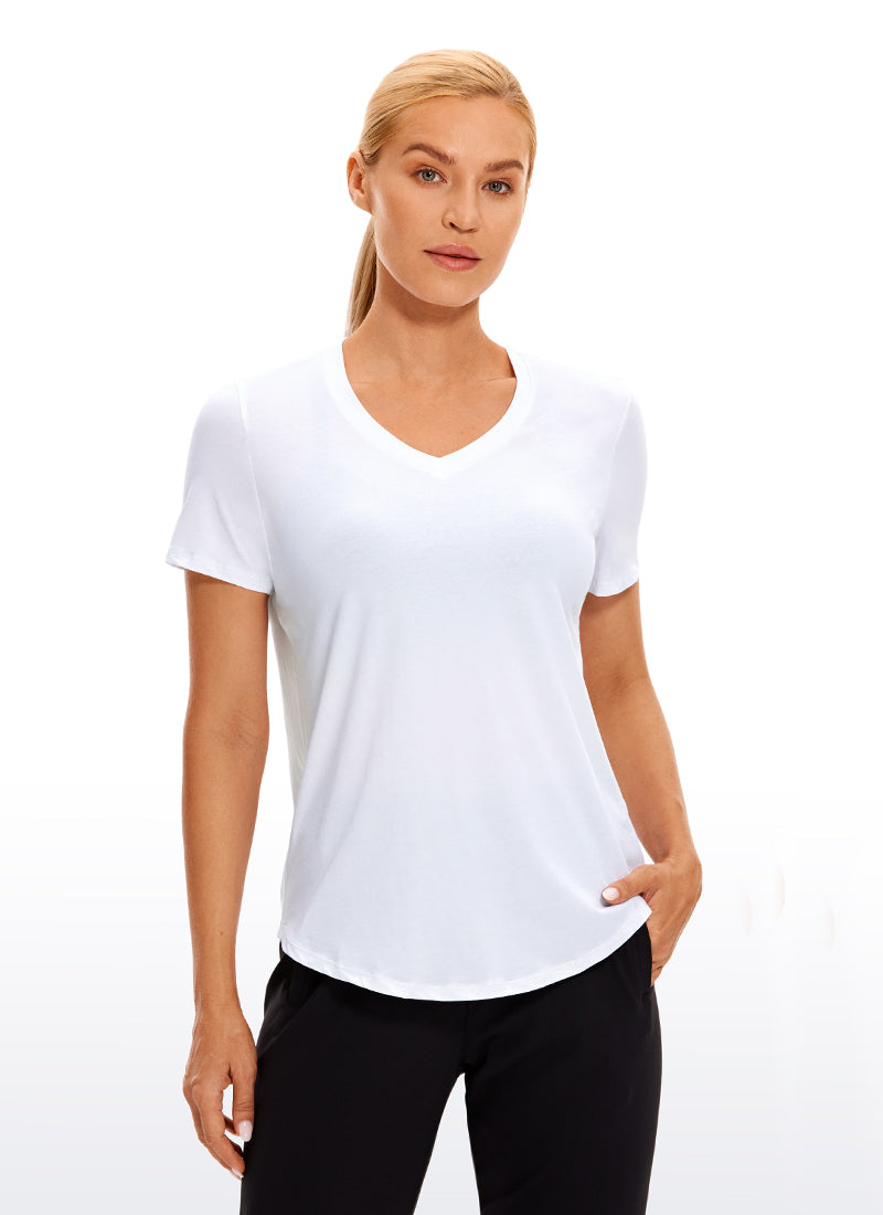 Pima Cotton Yoga Short Sleeves V-Neck