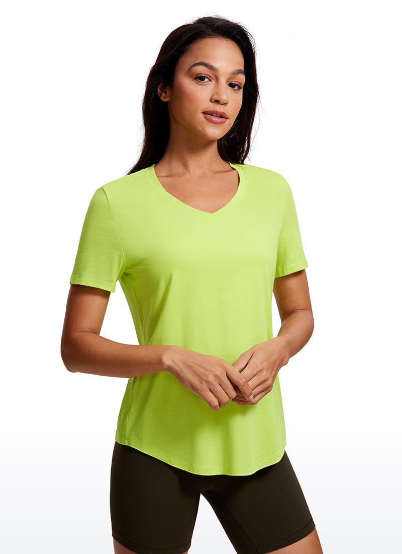 Pima Cotton Yoga Short Sleeves V-Neck