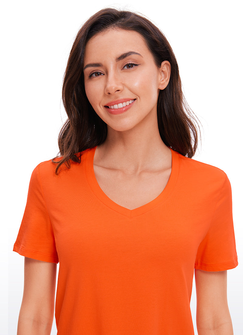 Pima Cotton Yoga Short Sleeves V-Neck