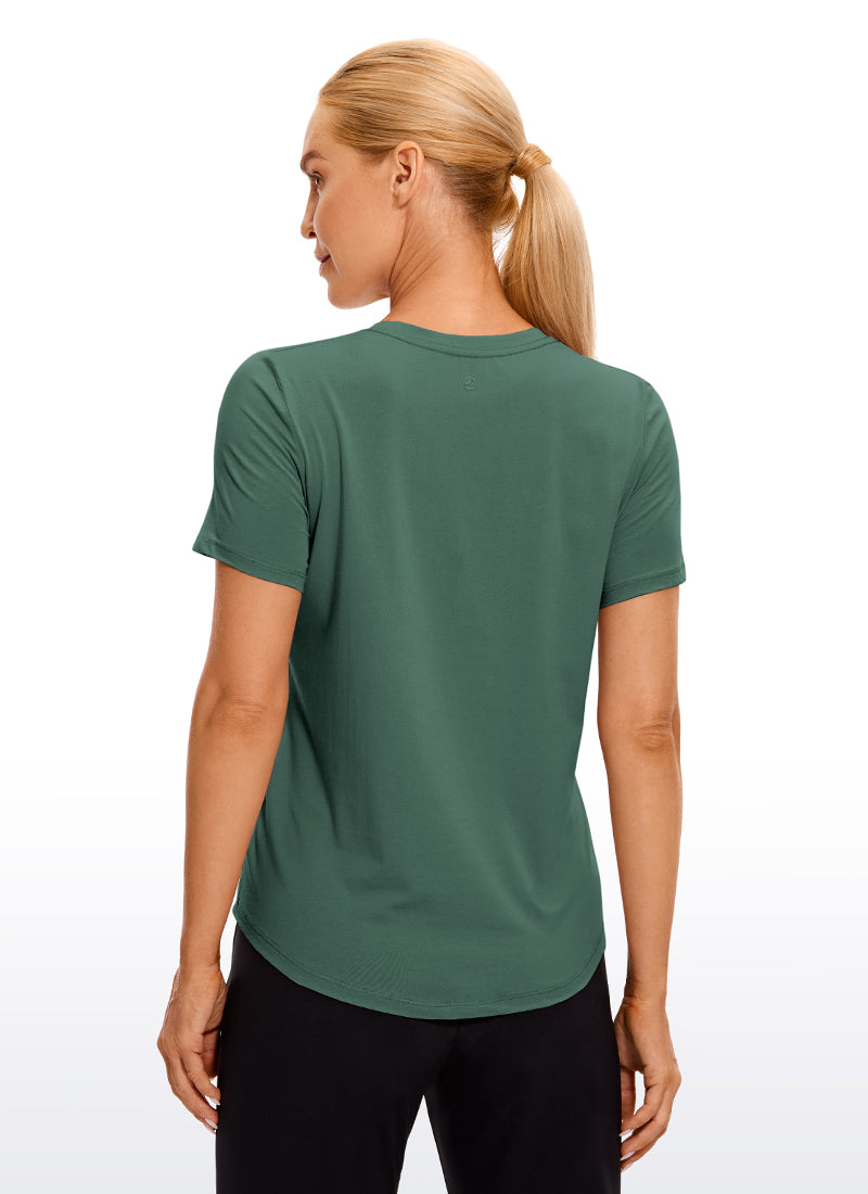 Pima Cotton Yoga Short Sleeves V-Neck