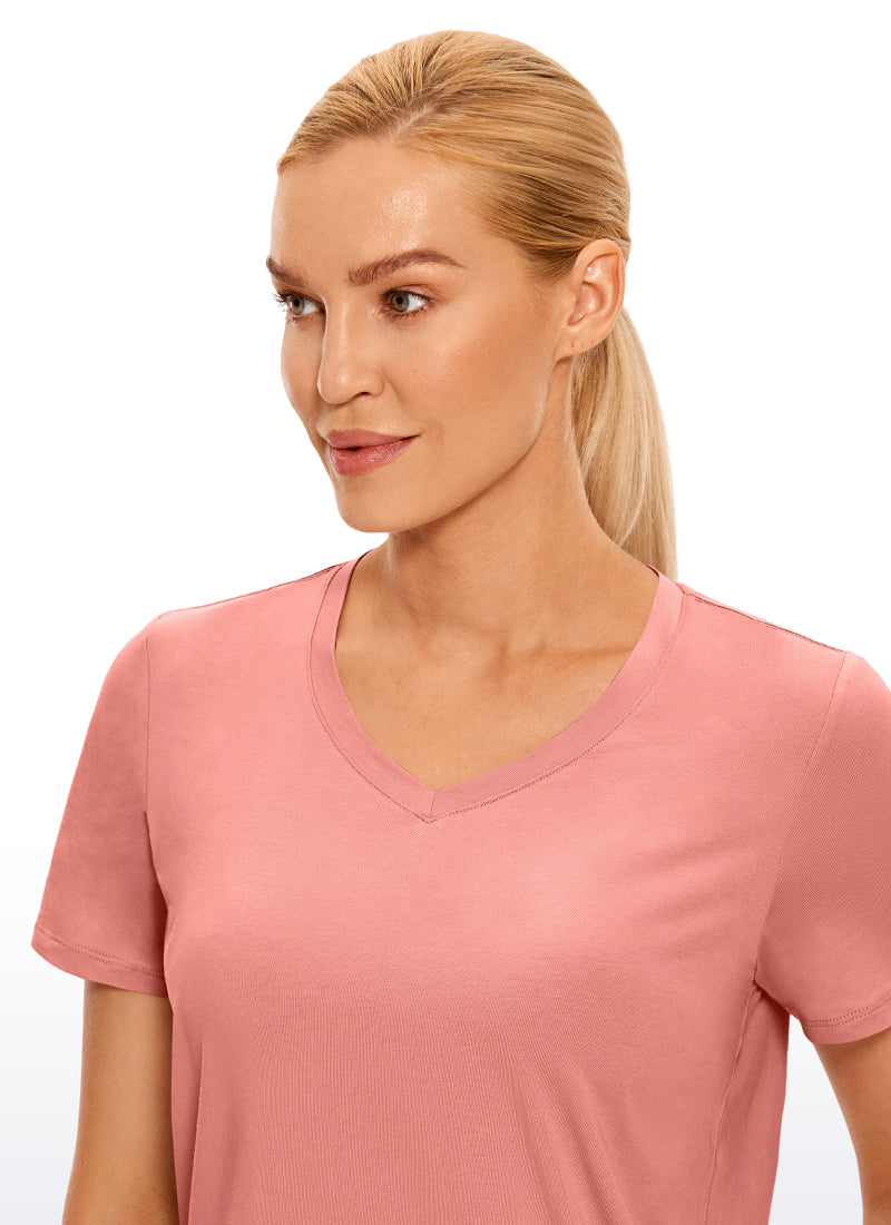 Pima Cotton Yoga Short Sleeves V-Neck