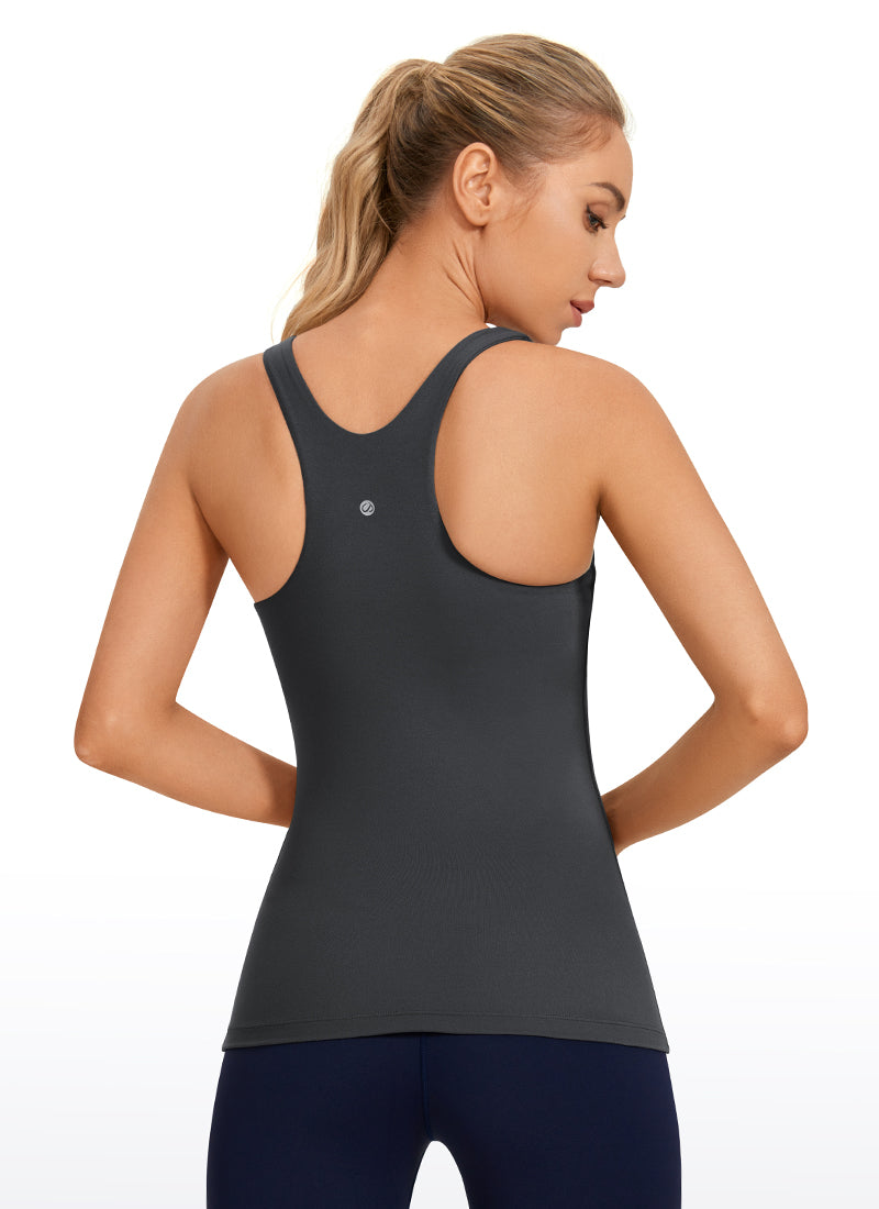 High Neck Built-in Bra Tanks Racerback