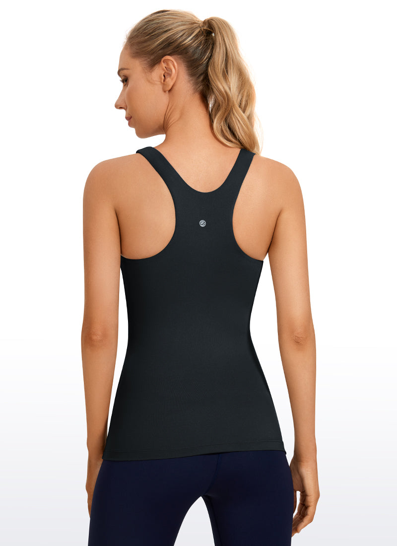 High Neck Built-in Bra Tanks Racerback