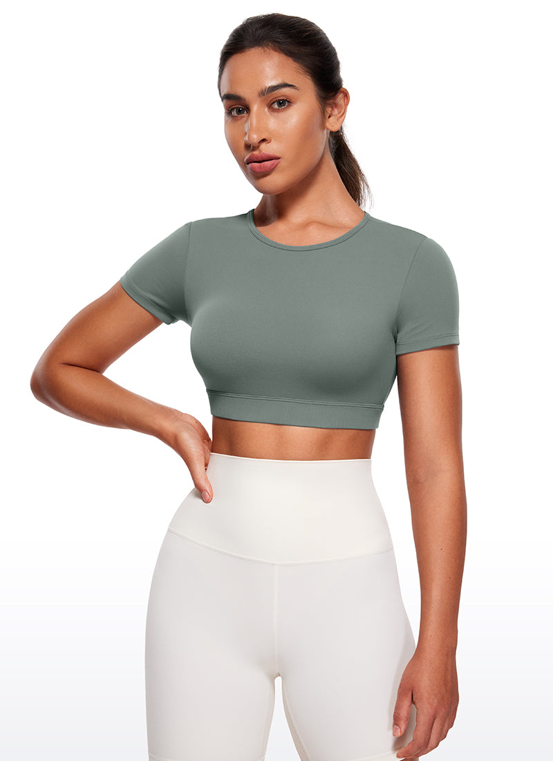 Butterluxe Open Back Cropped Short Sleeves