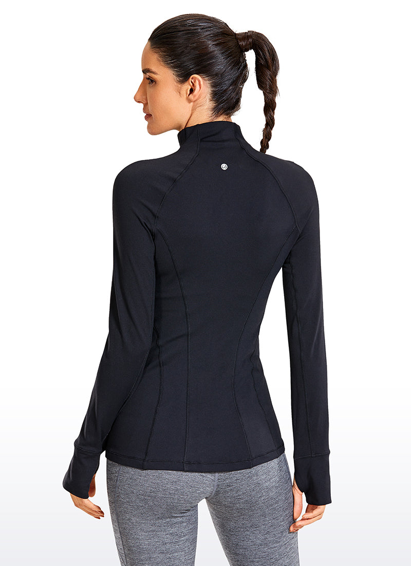 CRZ YOGA Women's Run Slim Fit Brushed 1/4 Zip Long Sleeve Thumb Holes